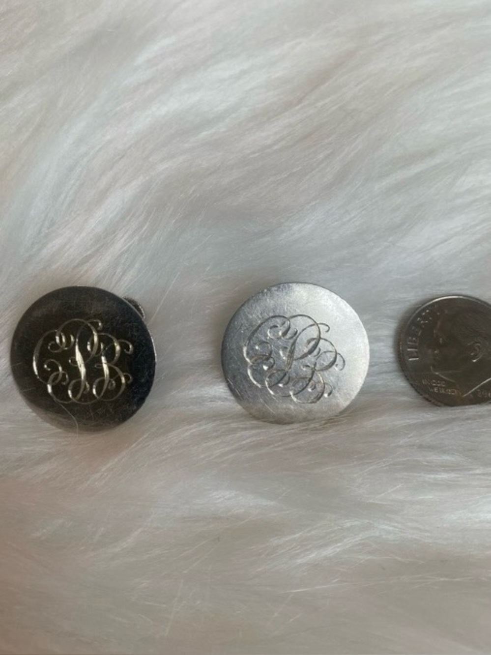 🍀VTG Sterling WELLS Monogram “CPB” Round Earrings